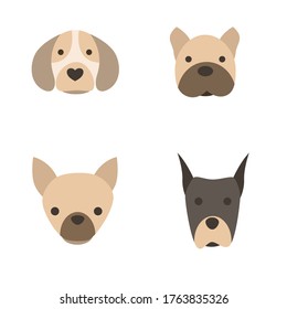 4 dog head set, vector