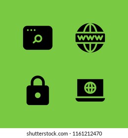 4 domain icons in vector set. url, https and www illustration for web and graphic design