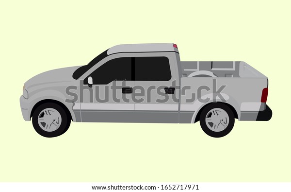 4 door\
pickup truck showing side view, template for branding\
advertisement,design style,Vector\
illustration.