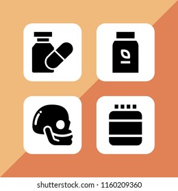 4 dose icons in vector set. vitamin, supplement, medicine and pill illustration for web and graphic design