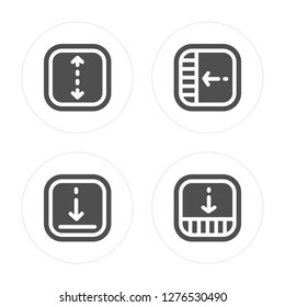 4 Double arrow, Downward, Drag, Drag modern icons on round shapes, vector illustration, eps10, trendy icon set.