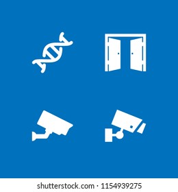 4 double icons in vector set. dna, exit and cctv illustration for web and graphic design