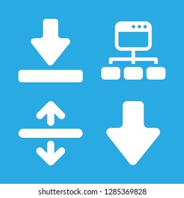 4 down icons with down arrow on horizontal line and up and down arrows with a line in the middle in this set