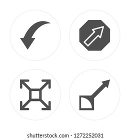 4 Download, Expand, Diagonal, Drag modern icons on round shapes, vector illustration, eps10, trendy icon set.