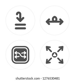 4 Downward, Shuffle, Resize, Expand modern icons on round shapes, vector illustration, eps10, trendy icon set.
