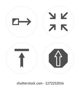 4 Drag, Up arrow, Minimize, arrow modern icons on round shapes, vector illustration, eps10, trendy icon set.