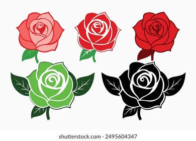 4 drawings Rose vector image