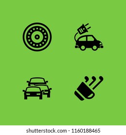 4 drive icons in vector set. wheel, golf and car illustration for web and graphic design