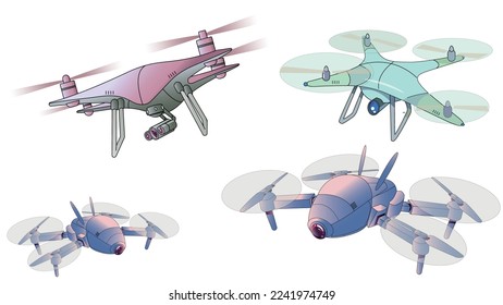 4 drones for bird's-eye view for reconnaissance
