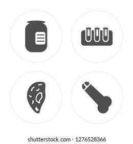 4 Drugs, Ear, Blood sample, Penis modern icons on round shapes, vector illustration, eps10, trendy icon set.