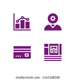 4 earnings icons in vector set. business and finance and report illustration for web and graphic design