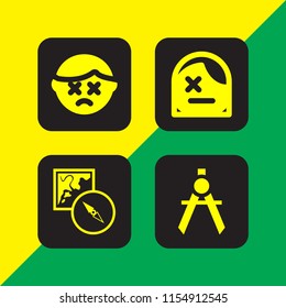 4 east icons in vector set. map and compass orientation tools, dead and compass illustration for web and graphic design