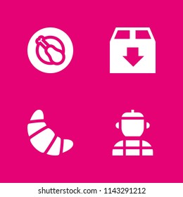4 eat icon set with croissant, chicken and french vector illustration for graphic design and web