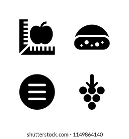 4 eat icons in vector set. menu, diet and food and restaurant illustration for web and graphic design