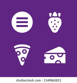 4 eat icons in vector set. menu, food and restaurant and pizza illustration for web and graphic design