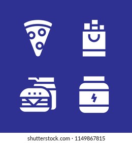 4 eat icons in vector set. protein, pizza and food and restaurant illustration for web and graphic design