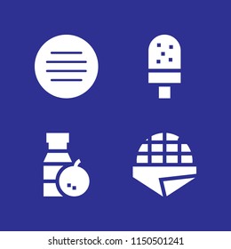 4 eat icons in vector set. menu, stroopwafel, orange juice and food and restaurant illustration for web and graphic design