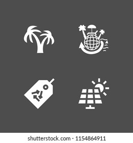 4 ecological icons in vector set. island, solar panel, earth paradise and ecology and environment illustration for web and graphic design