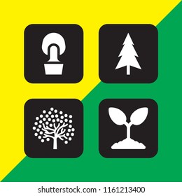4 ecology icons in vector set. plant and tree illustration for web and graphic design