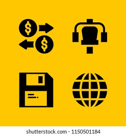 4 economy icons in vector set. station, exchange, global and save illustration for web and graphic design