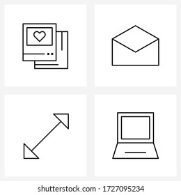 4 Editable Vector Line Icons and Modern Symbols of gallery; diagonal; valentine; email; scale Vector Illustration