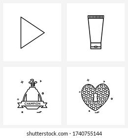 4 iconos de línea de vectores editables y símbolos modernos de vídeo; golf; antorcha; luz de emergencia; Ilustración de vectores de amor