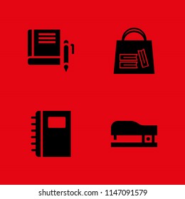 4 education icon set with notebook, book and bag of books vector illustration for graphic design and web