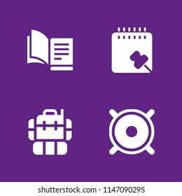 4 education icon set with notepad, backpack and open book vector illustration for graphic design and web