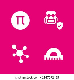4 education icon set with pi, protractor and molecule vector illustration for graphic design and web