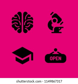 4 education icons in vector set. open, brain, scientific and university illustration for web and graphic design