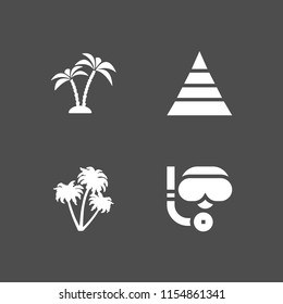 4 egypt icons in vector set. scuba diving, pyramid and desert illustration for web and graphic design