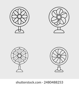 4 Electric Fan vector art illustration.