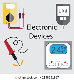 4 electronic devices and repair - Technological Illustration  - Vector 