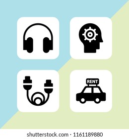 4 electronics icons in vector set. automotive, ai, music and multimedia and hdmi illustration for web and graphic design