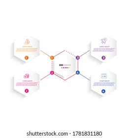 4 Elemento y partición Gradiente de color gráfico de color de papel origami plantilla info-gráfica para la gráfica de presentación de diagrama
y concepto de negocio con opciones de 4 a 5 elementos