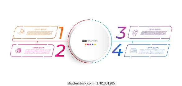 4 Elemento y partición Gradiente de color gráfico de color de papel origami plantilla info-gráfica para la gráfica de presentación de diagrama
y concepto de negocio con 4 opciones de elemento