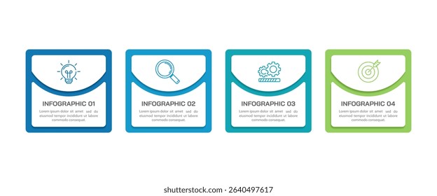 4 Elements Infographic to success. Presentation, Report, Banner, Information, Strategy and Plan. Vector illustration.