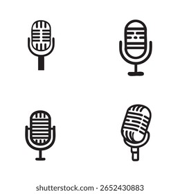 4 Elements microphone outline icon illustration