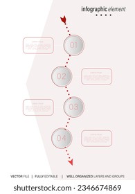 4 elements scheme, diagram. Four connected rounds. Infographic template.
