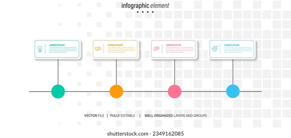 4 elements scheme, diagram. Four connected rounds. Infographic template.
