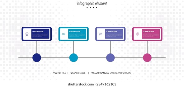 4 elements scheme, diagram. Four connected rounds. Infographic template.
