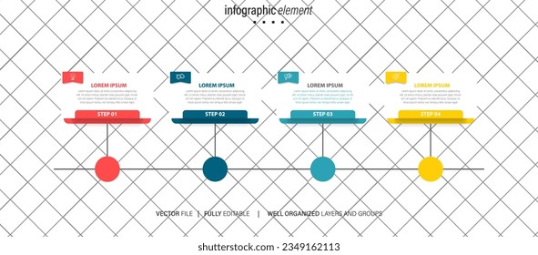 4 elements scheme, diagram. Four connected rounds. Infographic template.
