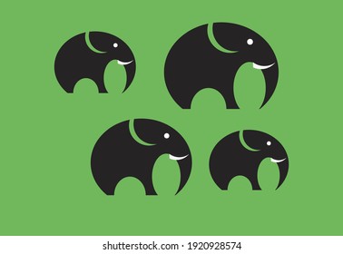 4 elephants. Vector illustration 2D flat