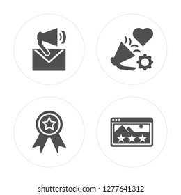 4 Email, Medal, Digital marketing, Rating modern icons on round shapes, vector illustration, eps10, trendy icon set.