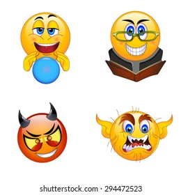 4 Emoji Smiley Faces