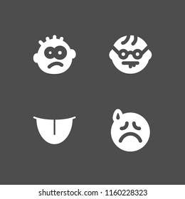 4 emotion icons in vector set. geek, mouth, sad and confused illustration for web and graphic design