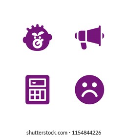 4 emotions icons in vector set. sad, sings, shout and miserly illustration for web and graphic design