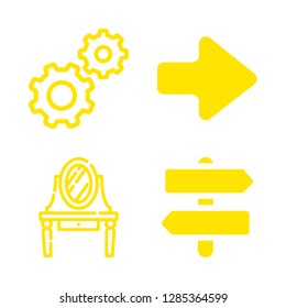 4 empty icons with settings and arrow pointing to right in this set
