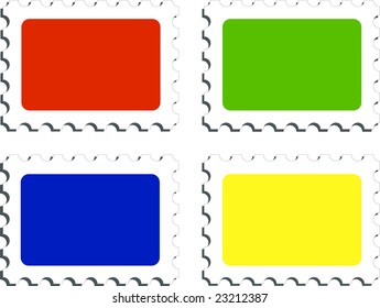 4 empty stamps for  your own image or text, isolated on the white