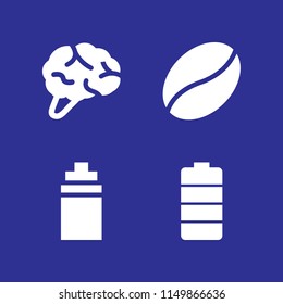 4 energy icons in vector set. bean, battery, isotonic and nervous system illustration for web and graphic design